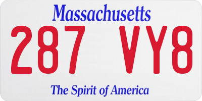 MA license plate 287VY8