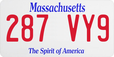 MA license plate 287VY9