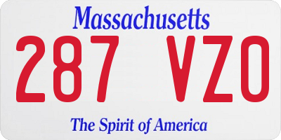MA license plate 287VZ0