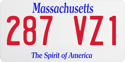MA license plate 287VZ1