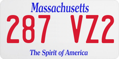 MA license plate 287VZ2