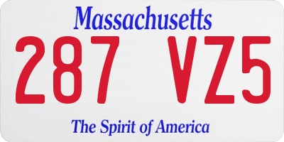 MA license plate 287VZ5
