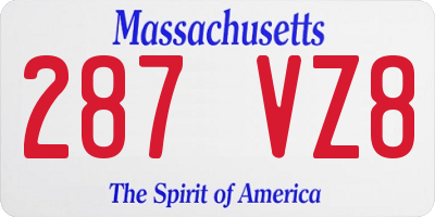 MA license plate 287VZ8