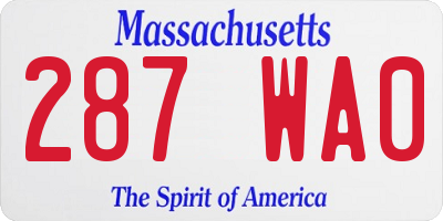 MA license plate 287WA0