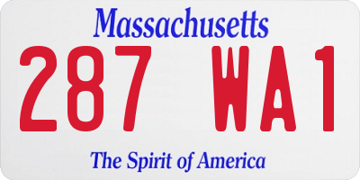MA license plate 287WA1