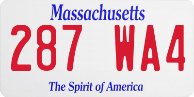 MA license plate 287WA4