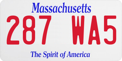 MA license plate 287WA5