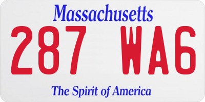 MA license plate 287WA6