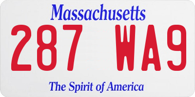 MA license plate 287WA9