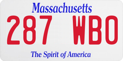 MA license plate 287WB0