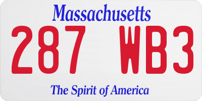 MA license plate 287WB3