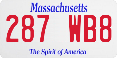 MA license plate 287WB8