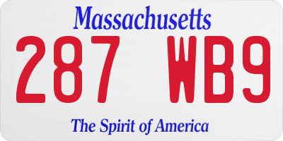 MA license plate 287WB9