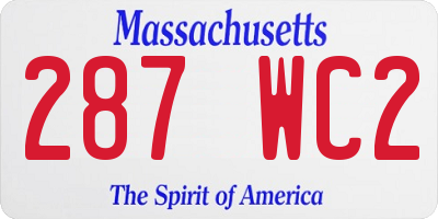 MA license plate 287WC2