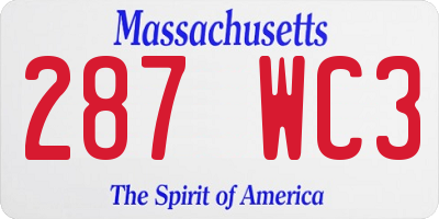 MA license plate 287WC3