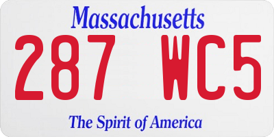 MA license plate 287WC5