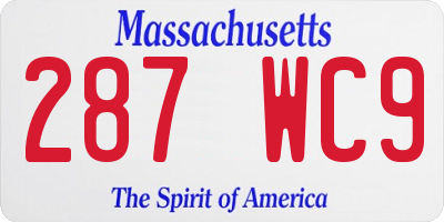 MA license plate 287WC9