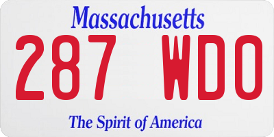 MA license plate 287WD0