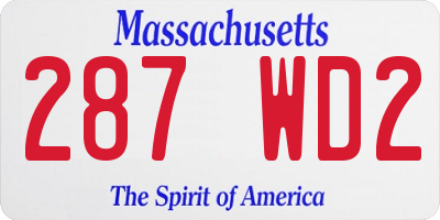 MA license plate 287WD2