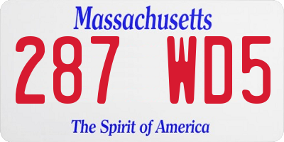 MA license plate 287WD5