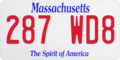 MA license plate 287WD8