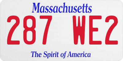 MA license plate 287WE2