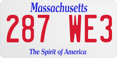 MA license plate 287WE3