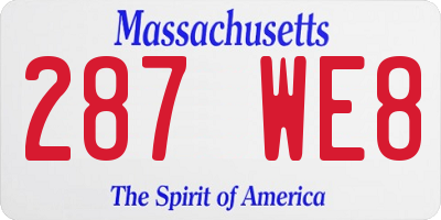 MA license plate 287WE8