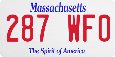 MA license plate 287WF0