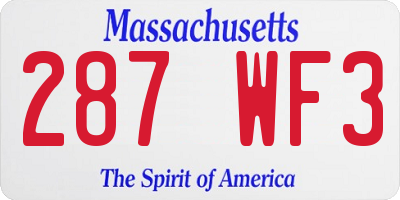 MA license plate 287WF3