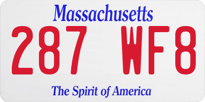 MA license plate 287WF8