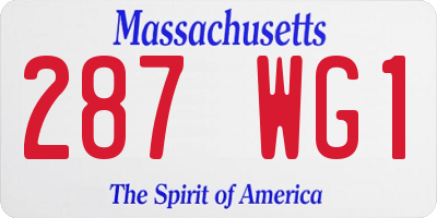 MA license plate 287WG1