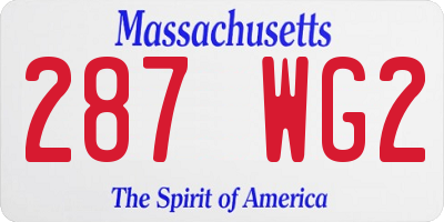 MA license plate 287WG2