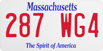 MA license plate 287WG4