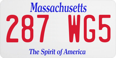 MA license plate 287WG5
