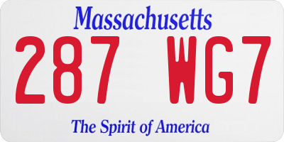 MA license plate 287WG7