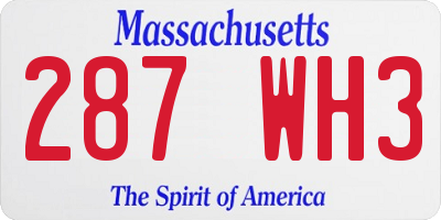 MA license plate 287WH3