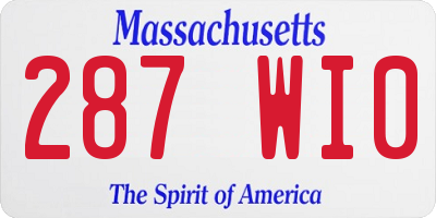 MA license plate 287WI0