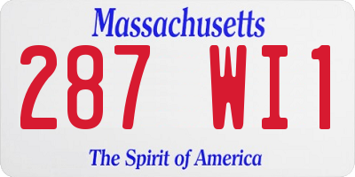 MA license plate 287WI1