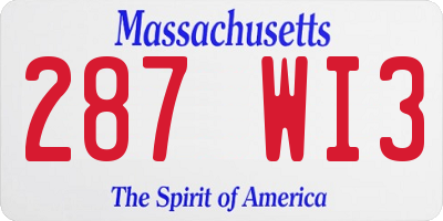 MA license plate 287WI3