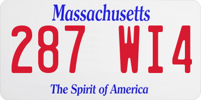 MA license plate 287WI4