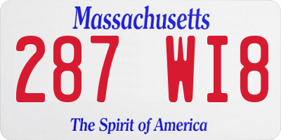 MA license plate 287WI8