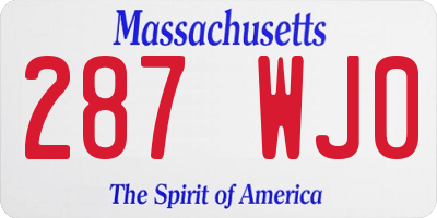 MA license plate 287WJ0