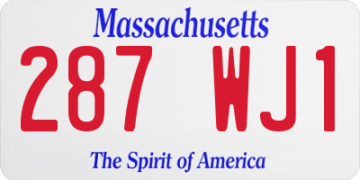 MA license plate 287WJ1