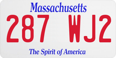 MA license plate 287WJ2