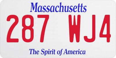 MA license plate 287WJ4