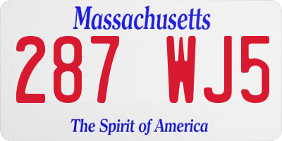 MA license plate 287WJ5