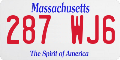 MA license plate 287WJ6