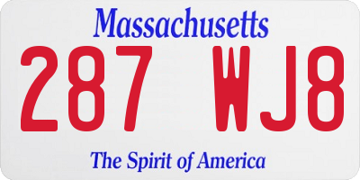 MA license plate 287WJ8