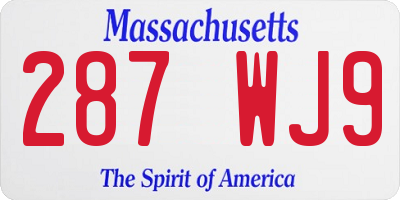 MA license plate 287WJ9